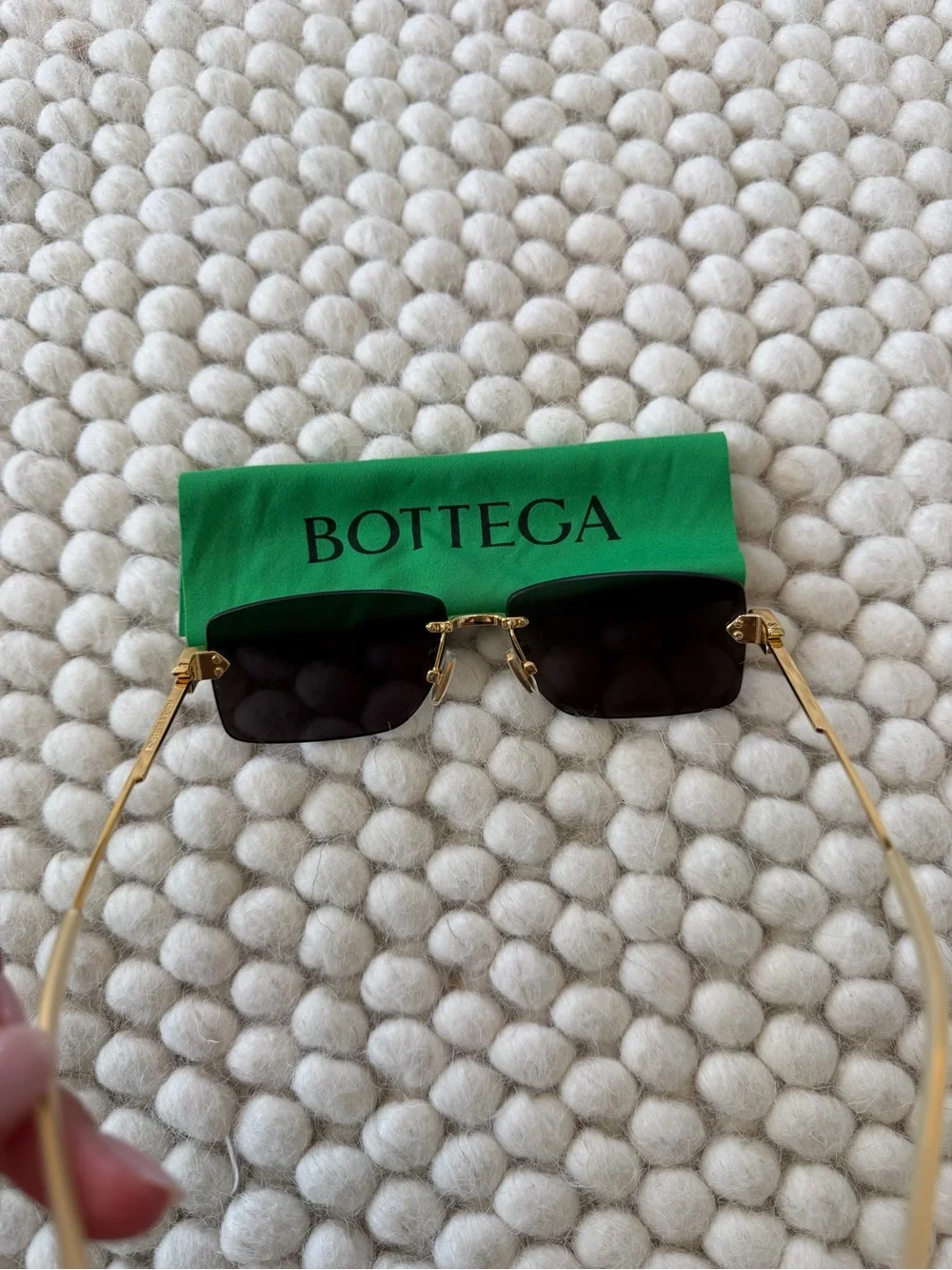 Bottega Veneta Black Lens Sunglasses with Gold Frame